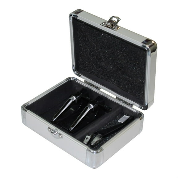 KROM CASE FOR 2 CARTRIDGES, INCLUDES SPARE STYLUS COMPARTMENT, SILVER