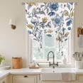 thumbnail image 3 of Yellow Blue Flower Tie Up Curtain 45 Inches Long, Vintage Floral Balloon Style Kitchen Window Curtain Over Sink, Small Window Rod Pocket Curtain 34"x45", 3 of 9