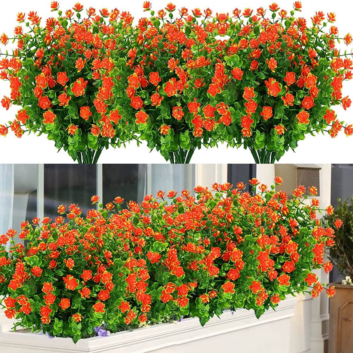 6 Bundles Artificial Fake Flowers Boxwood, Faux Flowers Plants Outdoor ...
