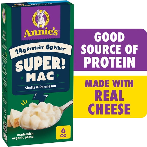 Annie's Super! Mac, Shells and Parmesan, Made with Organic Pasta, 6 oz