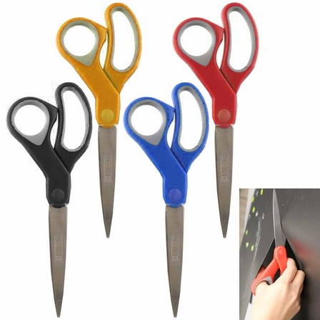 1 All Purpose Scissor Stainless 8 inch Steel Blades Ergonomic Soft Grip Craft