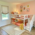 thumbnail image 2 of Max & Lily Solid Wood Twin over Twin Low Bunk Bed for Kids with Staircase, White, 2 of 14