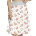 thumbnail image 1 of Women's Shabby Flora Ranunculus Magnolia A-line Printed Skirt Casual Wear, XL, Pale Pink Fern Green, by Ambesonne, 1 of 1