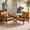 Brown-Leather, variant on JULY'S SONG Mid Century Modern Accent Chair with Pillow, Leather Upholstered Reading Chair with Wood Frame, 25.6" W Arm Chairs in Living Room,Brown-Leather