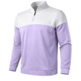 thumbnail image 5 of IAJDKMEK Men's Quarter Zip Pullover Sweater - Stand Collar Color Block Pullover for Men with Loose Fit and Front Zipper for Sports and Casual Daily Wear,Light Purple L, 5 of 8