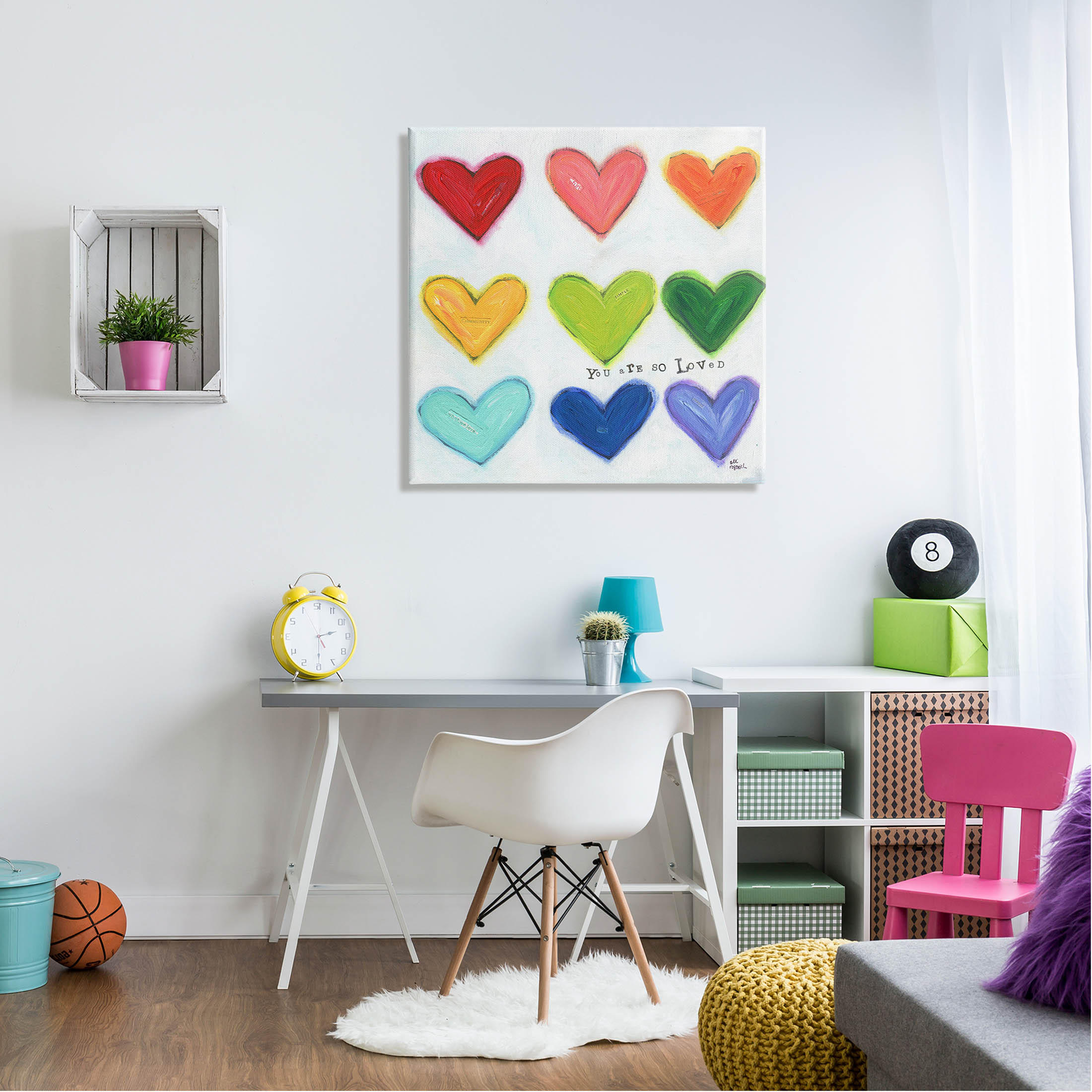 Stupell Industries You Are So Loved Rainbow Hearts Painting Gallery Wrapped Canvas Print Wall Art, Design by Alli Rogosich