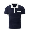 thumbnail image 5 of QATAINLAV Mens Casual Polo Shirts Fashion Color Block Short Sleeve Golf Shirt Slim Fit Button Cotton V Neck Workout Tops with Pocket Navy XXL Birthday Gifts, 5 of 8