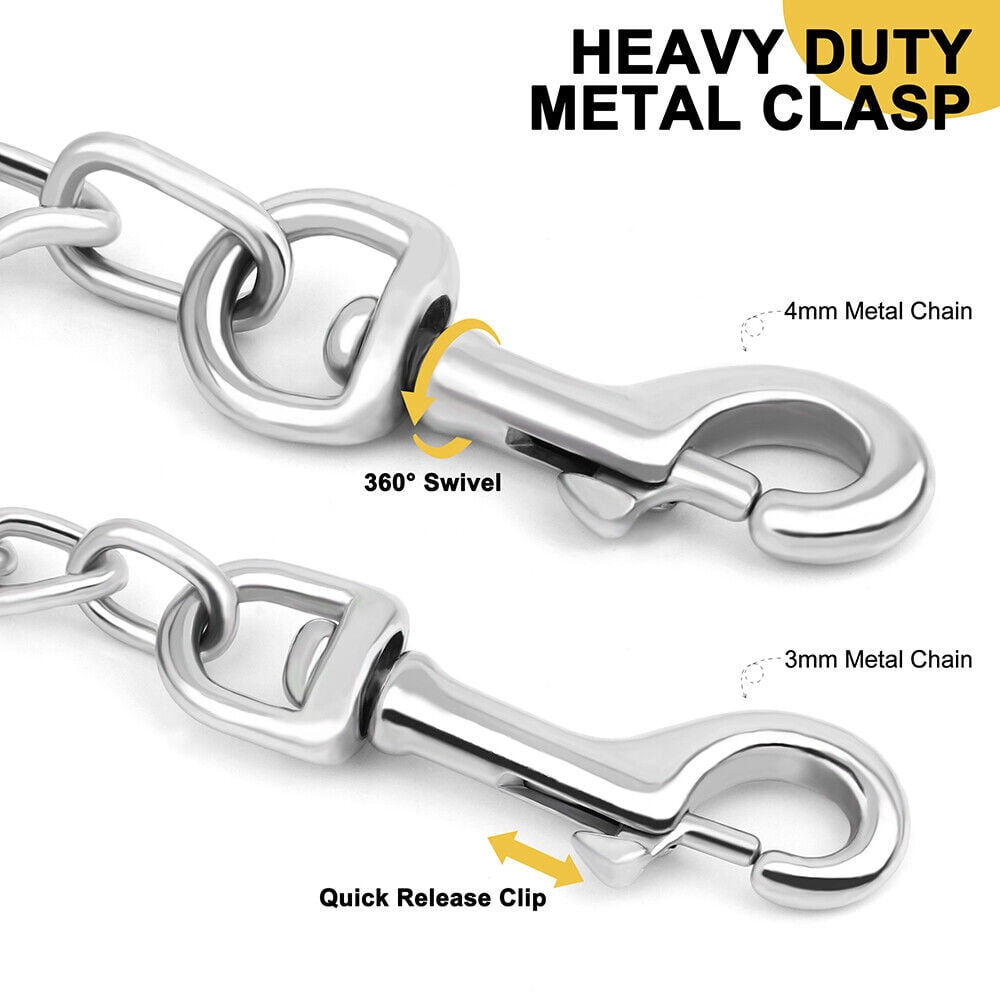 Pet Artist Bite Proof Heavy Duty Metal Chain Dog Leash with Comfortable Padded Handle Training Collar Leashes