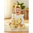 thumbnail image 6 of BemeyourBBs Newborn Baby Girls Bee Outfit Cute Bee Print Ruffle Long Sleeve Romper Fake Two-Piece Jumpsuit with Bowknot Headband Inffant Baby Girl Fall Winter Spring Clothes, 6 of 9