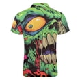 thumbnail image 5 of Psychedelic Zombie Skull Print Men Zipper T-shirt Summer Casual Short Sleeve T-shirt Top, 5 of 7