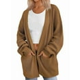 thumbnail image 2 of Womens Oversized Cardigan Soft Knit Cardigan Sweater with Pockets Camel S, 2 of 6