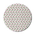 thumbnail image 1 of Floral Mouse Pad for Computers, Hand Drawn Inspired Roses in Spring Tones Illustration on Plain Background, Round Non-Slip Thick Rubber Modern Mousepad, 8" Round, Pink Pistachio Green, by Ambesonne, 1 of 2