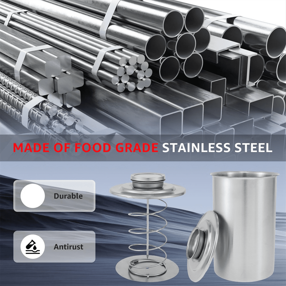 Stainless Steel Meat Meat, Large Capacity Ham Maker with Thermometer, Round Shape Meat Mold,1 x Boiled meat ,Silver