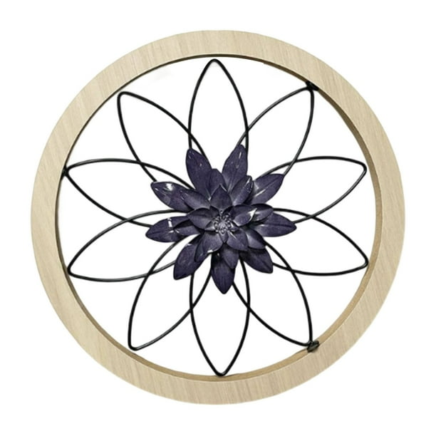 Cuadro redondo de madera y metal para decorar paredes de granjas, salones, dormitorios, cocinas, baños y comedores.