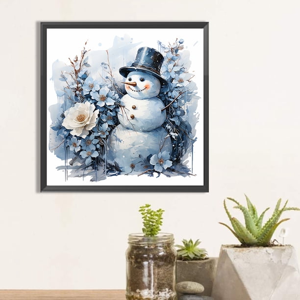 Cuadros Decorativos Pittura diamante 5D DIY Full Round Drill Winter Snowman Kit Home Decor Art Craft DQrwqpou embutido en tela