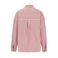 thumbnail image 4 of Lenpel Button down Shirts for Women Striped Long Sleeve Business Casual Oversized Collared Blouses Loose Work Tops(Red,Large), 4 of 5