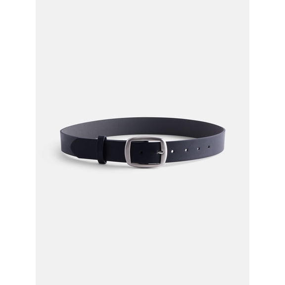 Scenario Women's and Women's Plus Soft Square Center Bar Buckle Belt, Black