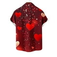 thumbnail image 3 of WREESH Men's Hawaiian Shirt Valentine's Day Shirts Heart Printed Button Up Shirts Casual Short Sleeve Summer Beach Shirt Wine, 3 of 4