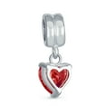 thumbnail image 2 of Bling Jewelry Womens Valentines Love Cubic Zirconia CZ Red Heart Shape Dangle Charm Bead for Bracelet Sterling Silver, 2 of 5