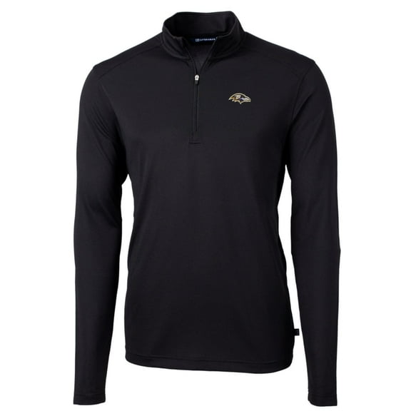 Men's Cutter & Buck Black Baltimore Ravens Big & Tall Virtue Eco Pique Quarter-Zip Pullover Jacket