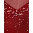 thumbnail image 4 of TiaoBug Women's Rhinestone Gymnastics Sleeveless Tassel Skirted Leotard Figure Skating Dancewear Burgundy L, 4 of 7