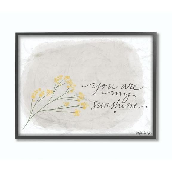 The Kids Room by Stupell You Are My Sunshine Yellow Flower Illustration Framed Wall Art by Katie Douette