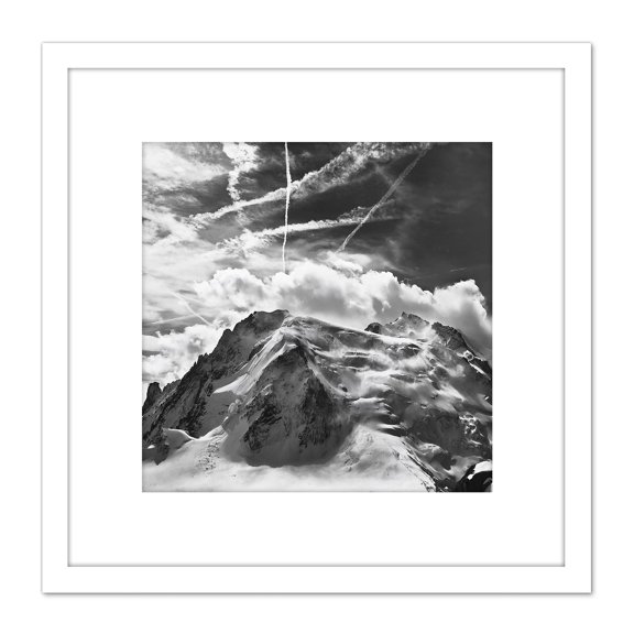 Buisse Mont Blanc Tacul Mountain Summit Photo 8X8 Inch Square Wooden Framed Wall Art Print Picture with Mount