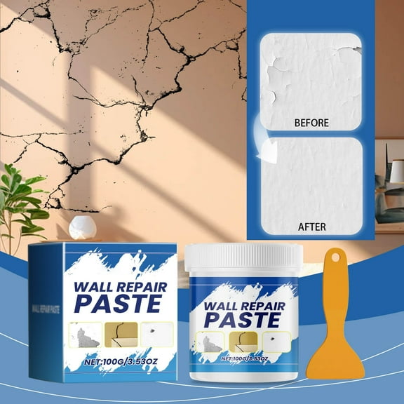 Hovmgk Wall Repair Paste Kit, Strong Adhesion & Water-Resistant Wall Hole Patch for Cracked Walls, Peeling Paint, DIY Home Repair with Gloves & Sandpaper for Quick Fixes & Touch-Ups