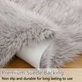 thumbnail image 3 of haperlare 2'x6' Fluffy Area Rug Faux Fur Sheepskin Rug Plush Shaggy Carpet Decor Rug Luxury Bed Side Sofa Plush Carpets, Gray, 3 of 6