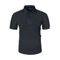 thumbnail image 1 of Blusa y camisa de manga corta con cuello vuelto para hombre, blusa de manga corta de seda helada con solapa y botones para hombre, 1 of 4