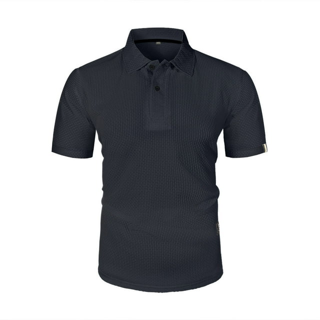 Blusa y camisa de manga corta con cuello vuelto para hombre, blusa de manga corta de seda helada con solapa y botones para hombre