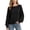 Black, variant on Women's Batwing Sleeve Horizontal Rib Knit Fall Winter Sweater, Boat Neck Puff Cuff Long Sleeve Casual Pullover Knit Tops for Women, Women's Khaki, Sizes S-2XL