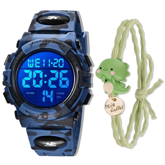 Digital Sports Watch for Age 4-15 Waterproof Watches with Cartoon Bracelet 2PCS Birthday Chriatmas Gift