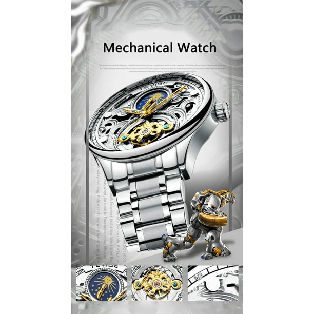 TEVISE T820A Business Men Automatic Mechanical Watch Moon Phase