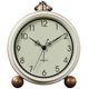 thumbnail image 1 of Reloj despertador, reloj de mesa retro que no hace tictac, funciona con pilas, reloj despertador pequeño con analógico de cuarzo, reloj de escritorio para dormitorios, sala de estar, decoración (blanc Feliz Sencillez, 1 of 5