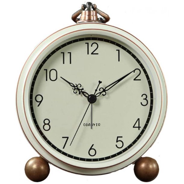 Reloj despertador, reloj de mesa retro que no hace tictac, funciona con pilas, reloj despertador pequeño con analógico de cuarzo, reloj de escritorio para dormitorios, sala de estar, decoración (blanc Feliz Sencillez