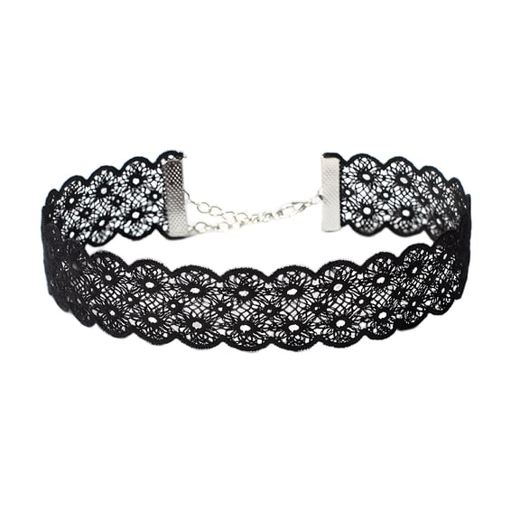 DESIGNICE Gothic Black Lace Choker Necklace for Women,Mesh Tattoo Collar, Gothic Jewelry Set, Black Choker Necklace, Gothic Accessories for Women, Layering Choker, Adjustable Black Necklace