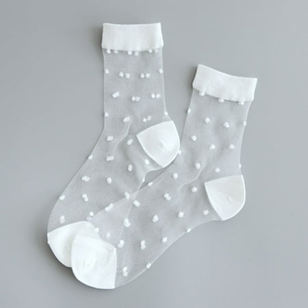 

HAXMNOU Women Spring And Summer Tube Stockings Stockings Polka Dot Transparent Comfortable Stockings White One Size