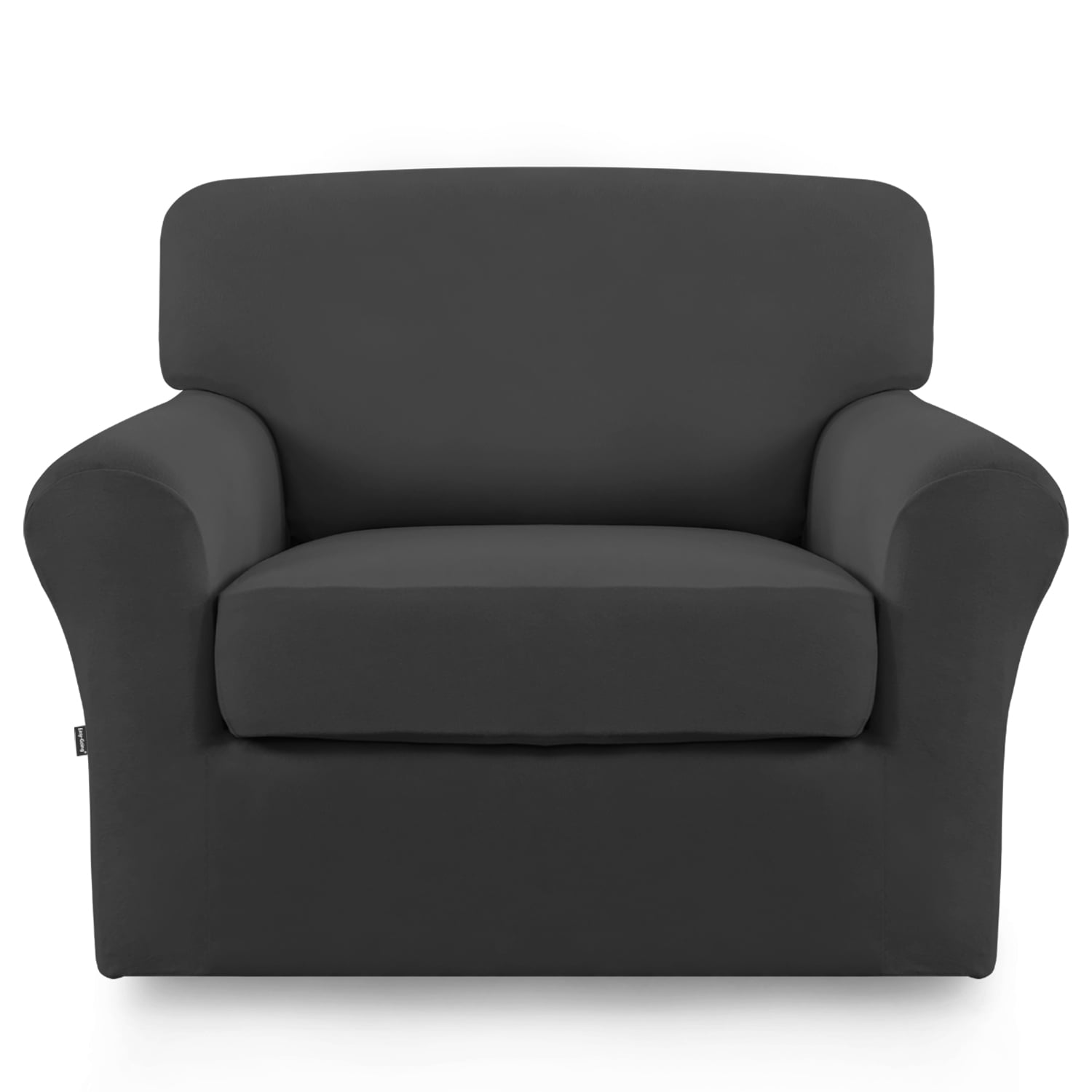 EasyGoing 2 Pieces Super Stretch couch cover, chair size, Gray (Slipcover Only)
