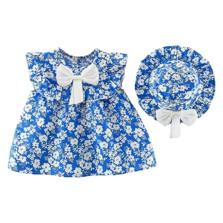 

Toddler Girls Dress Sleeveless Bowknot Floral Printed Ruffles Princess Dress Dance Party Birthday Dresses Lovely Clothes Baby Sundress Streetwear