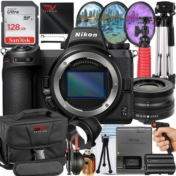 Nikon Z7 II Mirrorless Camera with 16-50mm Lens   SanDisk 128GB Memory Card   Pistol Grip Tripod   SV Premium Accessory Bundle (International Version)