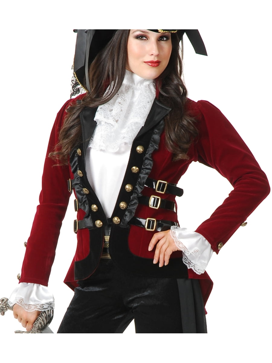 Pirate Jacket Ladies Fancy Dress Caribbean Womens Adults Costume Accessory Coat 