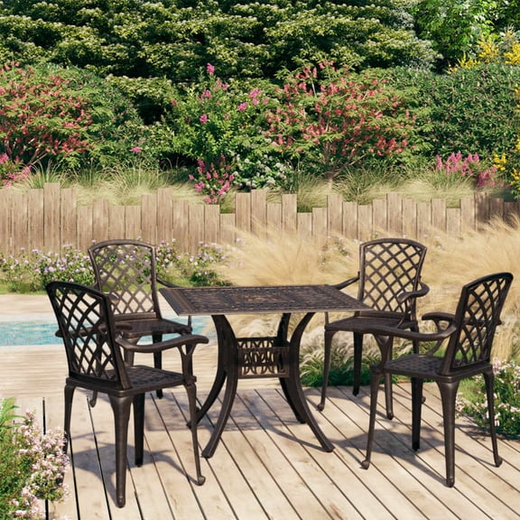 vidaXL Bistro Set Patio Table and Chair Bistro Table Outdoor Cast Aluminum