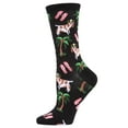 thumbnail image 2 of MeMoi Tropical Spaniel Bamboo Blend Crew Socks - Womens - Female, One Size, Black, 2 of 2