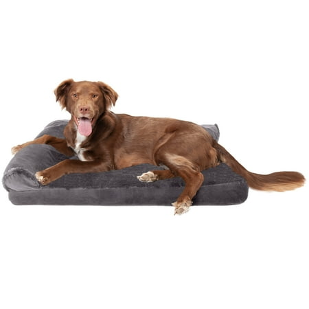 UPC: 0842229121933 | FurHaven Pet Products Plush & Velvet Deluxe Chaise Lounge Cooling Gel Memory Foam Sofa Pet Bed for Dogs & Cats – Platinum Gray Large