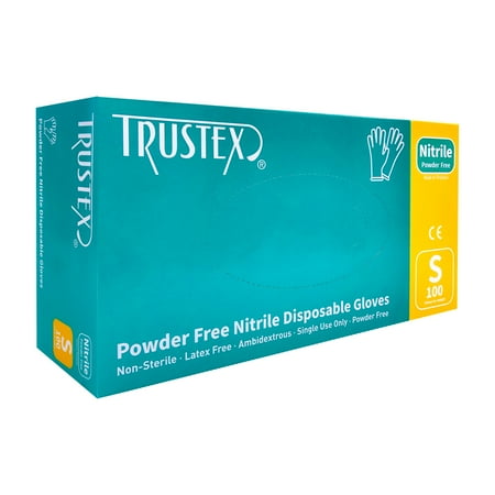 

Trustex Nitrile Disposable Gloves | Powder Free | Box of 100 | Size Small