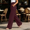 thumbnail image 4 of GUACER Wide Leg Trousers for Women High Waisted Pleated Button Dress Pants for Office & Casual Wear, 4 of 8