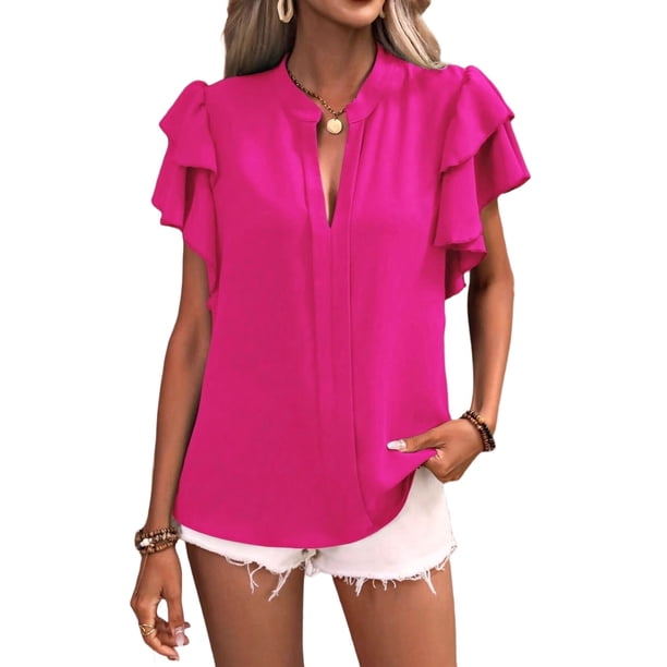 Tops de Verano para Mujer Rosa Rojo S