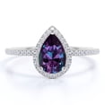 thumbnail image 1 of JeenMata Anillo de Compromiso de 1 Quilate con Piedra Natal de Junio en Corte de Pera - Anillo de Bodas - Anillo de Halo - Anillo Pavé - Anillo de Promesa - Baño de Oro Blanco de 18 K sobre Plata, 1 of 5