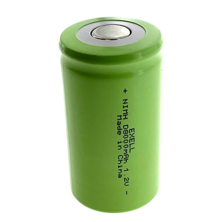 Exell 1.2V 8000mAh D Size High Capacity NiMH Rechargeable Flat Top Battery